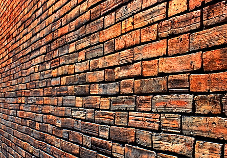 mur de briques brunes, fond, mur, brique, côté, Fond d'écran HD HD wallpaper