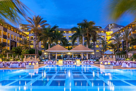 почивка, хотел Costa Adeje Gran, най-добрите хотели за 2017 г., курорт, Испания, туризъм, басейн, пътуване, HD тапет HD wallpaper