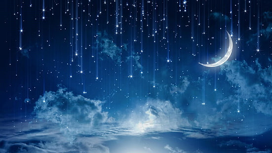cielo, azul, atmósfera, atmósfera de tierra, luna, fenómeno, noche, espacio, tierra, efectos especiales, oscuridad, Fondo de pantalla HD HD wallpaper