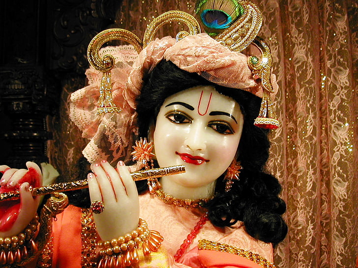 Флейта на Кришна, статуя на индуисткото божество, Бог, Господ Кришна, флейта, HD тапет