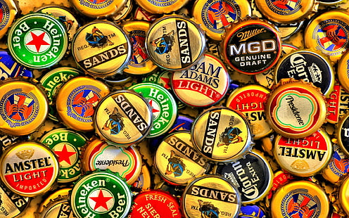 Beer Caps Amstel Sands Miller Wide, HD wallpaper HD wallpaper