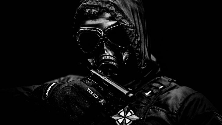 black gas mask, gas masks, HD wallpaper