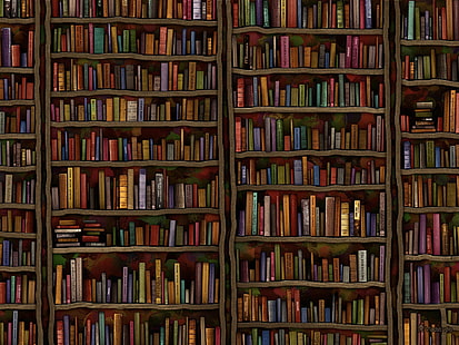 livres, étagères, bibliothèque, minimalisme, Vladstudio, Fond d'écran HD HD wallpaper