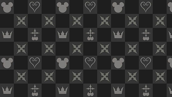 czarno-szara ilustracja w kratkę, Kingdom Hearts, Tapety HD HD wallpaper