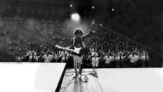 Cantanti, Jimi Hendrix, bianco e nero, chitarrista, Sfondo HD HD wallpaper