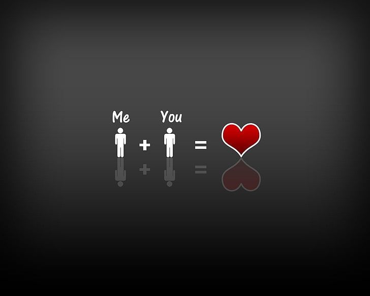 me + you = heart illustration, Artística, Amor, Coração, Romântico, HD papel de parede