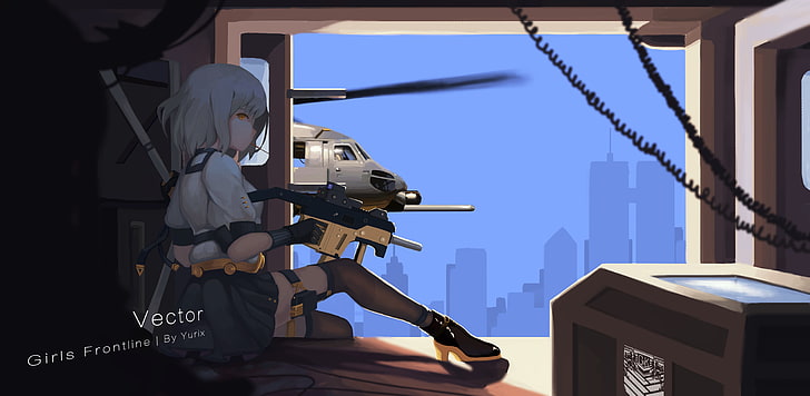 девушки на переднем крае, вектор, солдат, операция, пистолет, вертолет, аниме, HD обои