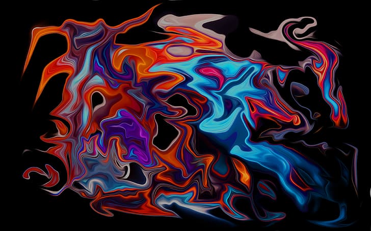 Abstract, dark, colorful, fluid, liquid, fluid art, digital art, black  background, HD wallpaper | Wallpaperbetter
