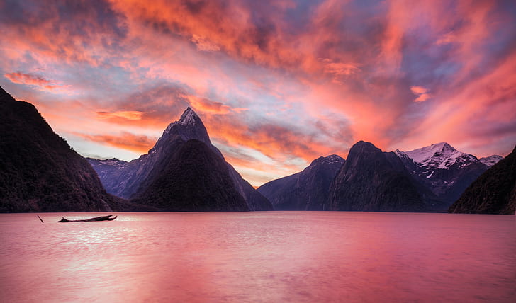 4K, Fjord, Milford Sound, Taman Nasional Fiordland, Selandia Baru, Wallpaper HD