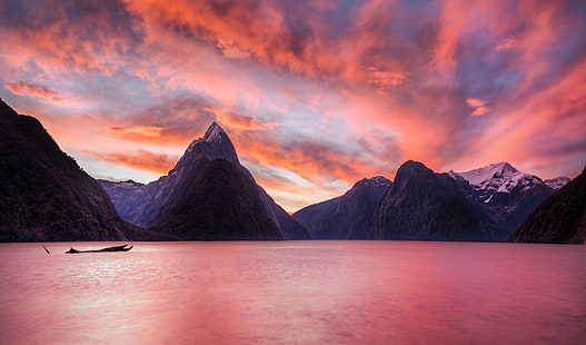 4K, Fjord, Milford Sound, Fiordland National Park, New Zealand, HD wallpaper HD wallpaper