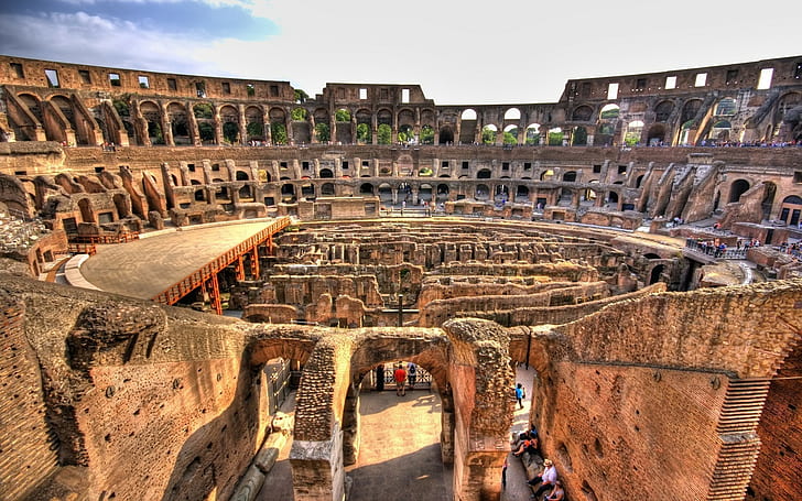 Колизеум, Вътрешен изглед, Камък, Италия, Рим, Hdr, HD тапет