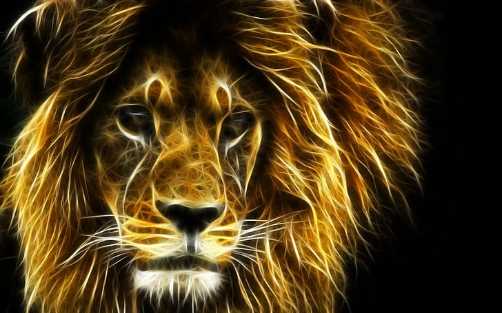 Lion Fractal Fractal Lion HD สัตว์เศษส่วนสิงโต, วอลล์เปเปอร์ HD