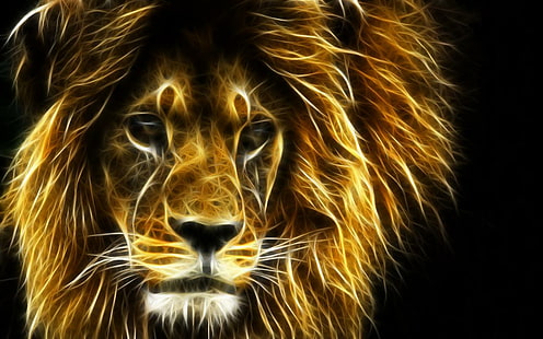 Lion Fractal Fractal Lion HD, животни, фрактал, лъв, HD тапет HD wallpaper