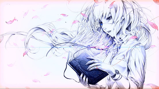 weibliche Anime Charakter Lesebuch Tapete, Bücher, Augenklappen, Anime Mädchen, Anime, Augenklappe, Lesen, originelle Charaktere, HD-Hintergrundbild HD wallpaper