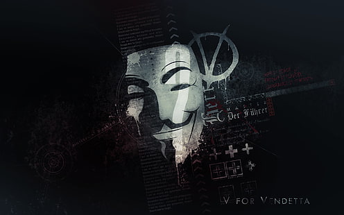 ガイフォークスイラスト、V for Vendetta、匿名、 HDデスクトップの壁紙 HD wallpaper