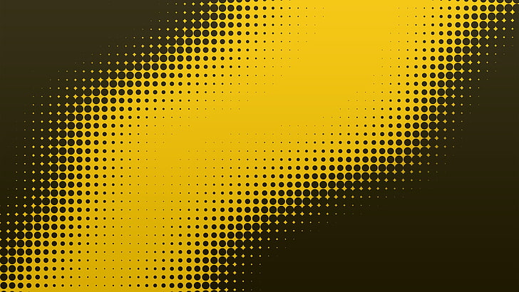 yellow and gray background, halftone pattern, digital art, graphic design, yellow, dots, HD wallpaper