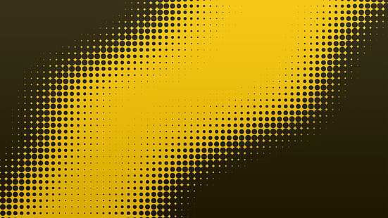 latar belakang kuning dan abu-abu, pola halftone, seni digital, desain grafis, kuning, titik-titik, Wallpaper HD HD wallpaper