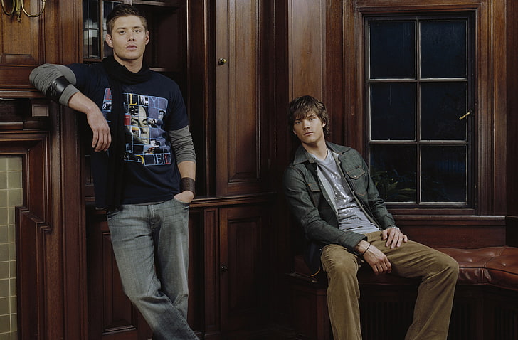 men's blue shirt, Supernatural, Jensen Ackles, Dean Winchester, Jared Padalecki, Sam Winchester, Over The Padalecki Jared, HD wallpaper