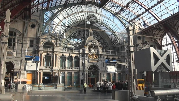 アントワープ中央駅ベルギー、駅、中央、アントワープ、ベルギー、建物、 HDデスクトップの壁紙