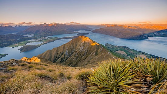 Roys tepe günbatımı, Wanaka Gölü, Otago bölge, Yeni Zelanda, Okyanusya, HD masaüstü duvar kağıdı HD wallpaper