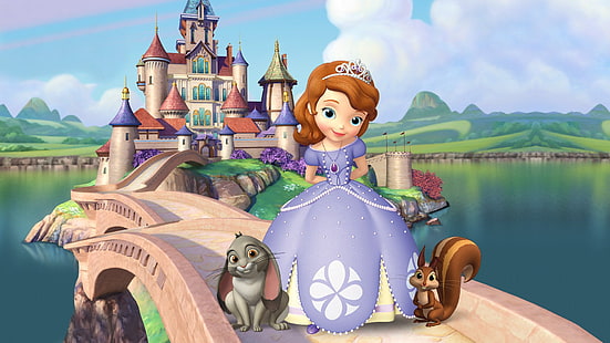 castillo, arte, conejito, ardilla, infantil, Sofía, princesa, Fondo de pantalla HD HD wallpaper