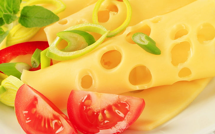 tomates y queso, condimento, tomate, queso, pimientos, rodajas, Fondo de pantalla HD