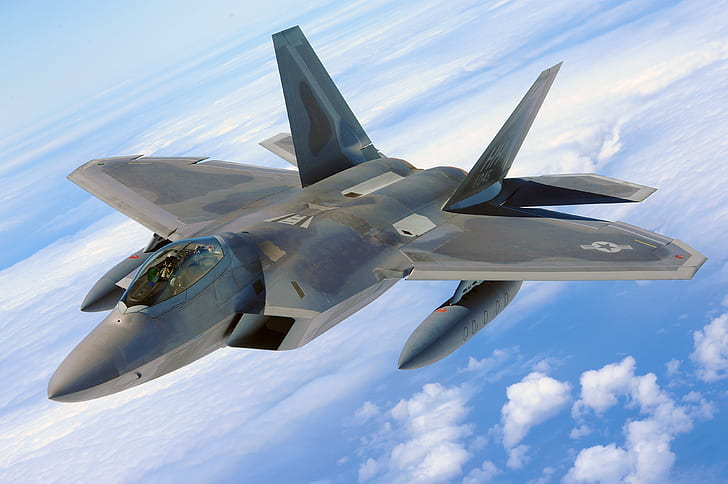 Pesawat stealth, Angkatan Udara AS, Lockheed Martin F-22 Raptor, 4K, Wallpaper HD