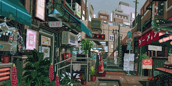 pixel art, andlt;aestheticandgt;, town, city, waneella, HD wallpaper