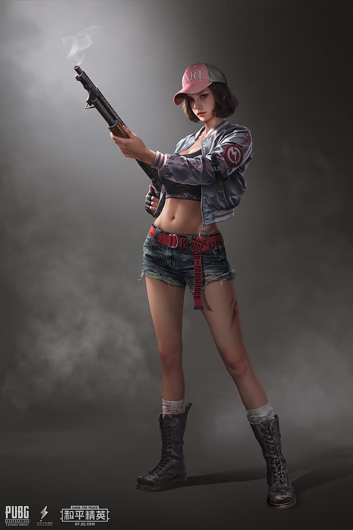CGI, render, digital art, wounds, women, girls with guns, standing, belly, bare midriff, legs, weapon, boots, HD wallpaper