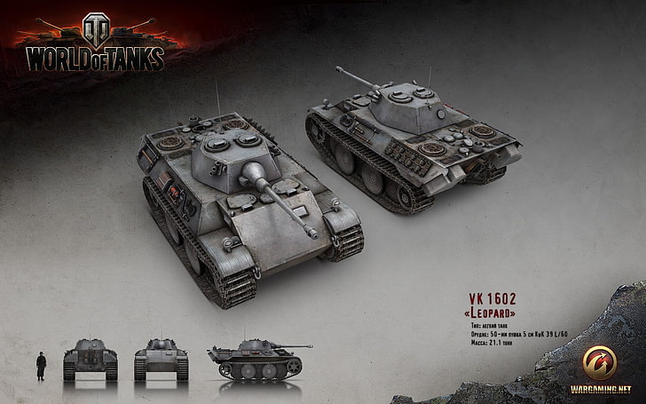 bagian mobil abu-abu dan hitam, World of Tanks, tank, wargaming, VK 1602 Leopard, video game, Wallpaper HD