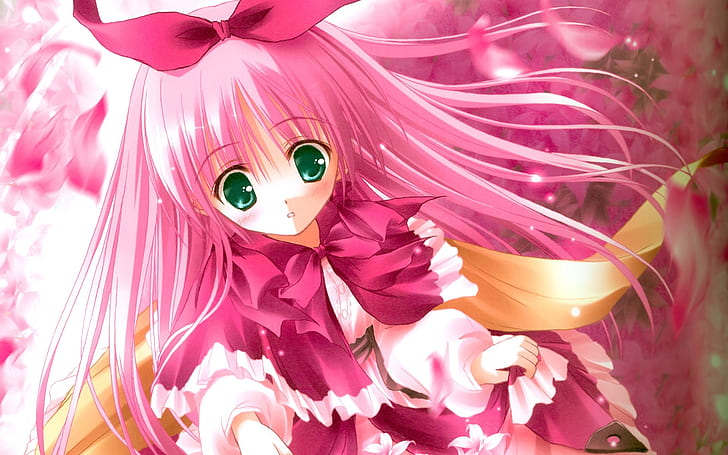 Cabelo rosa cute anime girl, bonito, rosa, cabelo, anime, menina, HD papel de parede