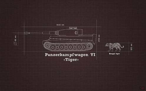 Тигър I, чертежи, военни, танк, HD тапет HD wallpaper