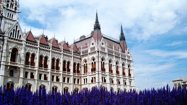 مبنى البرلمان المجري ، العمارة القوطية ، بودابست ، المجر، خلفية HD
