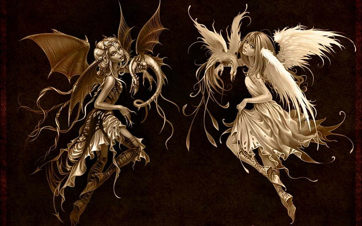 wings devil angel dragon, HD wallpaper