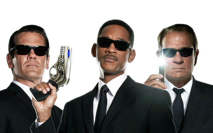 пистолети мъжки слънчеви очила мъже в черно ще смит Томи Лий Джоунс Джош Бролин бял фон костюми телевизия се забавление телевизионни сериали HD изкуство, пистолети, мъже, HD тапет