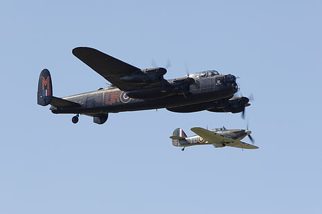 krig, andra världskriget, Avro Lancaster, bombplan, Hawker Hurricane, HD tapet HD wallpaper