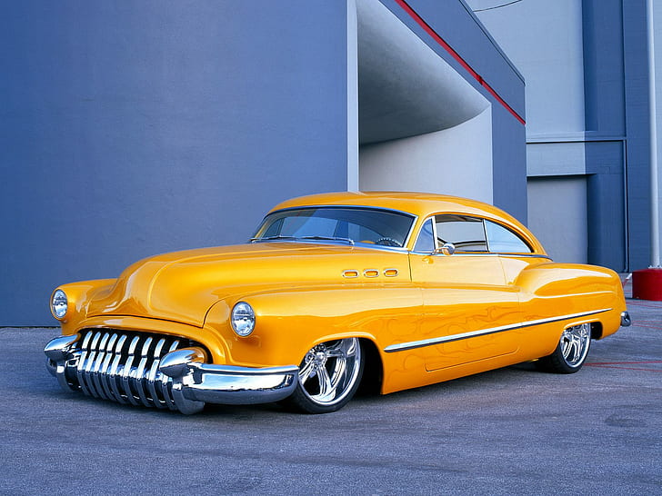 1950, buick, custom, hot, low, retro, rod, sedanette, tuning, Wallpaper HD