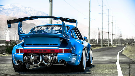Porsche, mobil, mobil biru, Porsche 911 Turbo, Wallpaper HD HD wallpaper