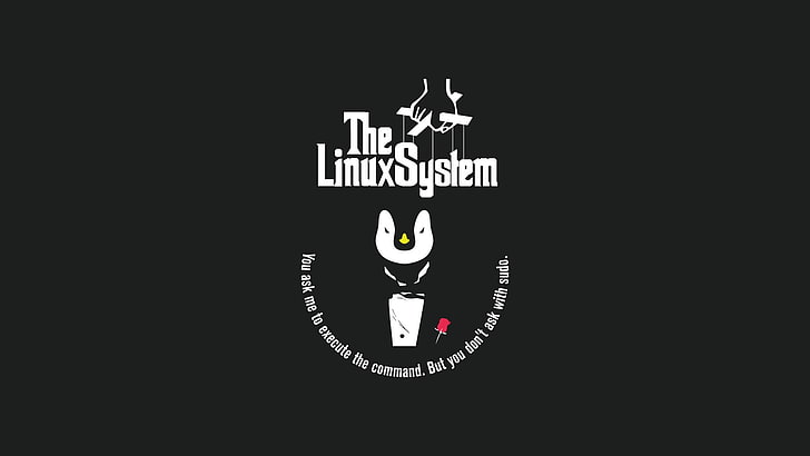 Linuxシステムのロゴ、Linux、Tux、The Godfather、ユーモア、 HDデスクトップの壁紙