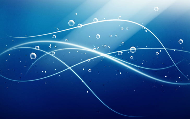 Blue Bubble Waves, fondo de pantalla de partículas de agua, azul, burbuja, olas, 3d y abstracto, Fondo de pantalla HD