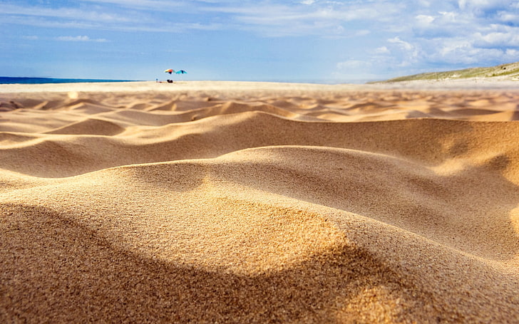 brauner und weißer Bereichsteppich, Sand, Makro, HD-Hintergrundbild