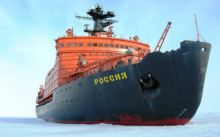 Icebreaker, russian, icebreaker, stuck, boats, HD wallpaper