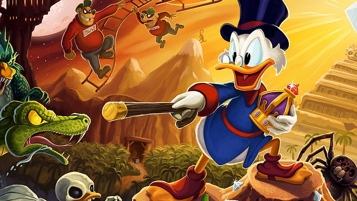 Donald Duck illustration, ducktales remastered, duck, scrooge mcduck, HD wallpaper