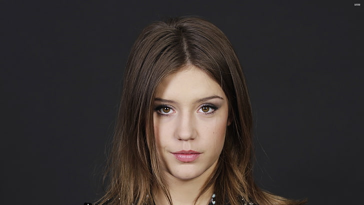 woman's face, women, Adele Exarchopoulos, celebrity, brunette, brown eyes, actress, looking at viewer, face, HD wallpaper