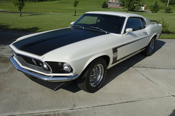 Ford, 1969 Ford Mustang Boss, Mobil, Ford Mustang, Ford Mustang Boss, Muscle Car, White Car, Wallpaper HD