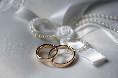 Anelli a fascia color argento, bianco, festività, anello, matrimonio, Sfondo HD HD wallpaper