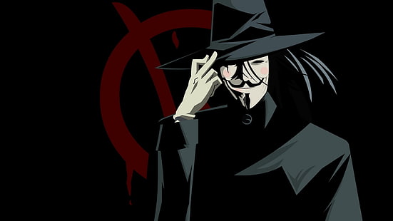 Guy Fawkes Mask illustration, V for Vendetta, Anonymous, artwork, HD wallpaper HD wallpaper