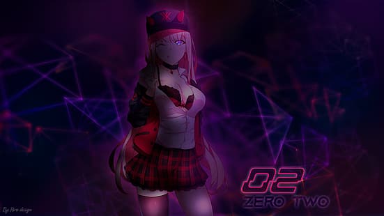 Zero Two (Querida no FranXX), Código: 002, Querida no FranXX, anime, garotas de anime, HD papel de parede HD wallpaper