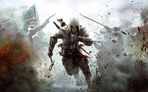 Attentäter, Assassins Creed, Assassins Creed 3, Assassins Creed III, Connor Davenport, Videospiele, HD-Hintergrundbild HD wallpaper