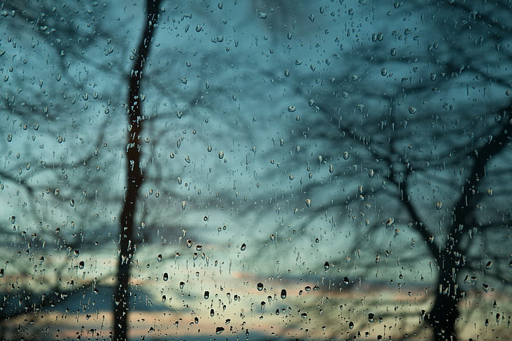 Glass, rain drops, water droplets, glass, rain drops, HD wallpaper